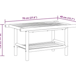 Mesa de centro Dinna estante inferior bambú 35x70x40 cm