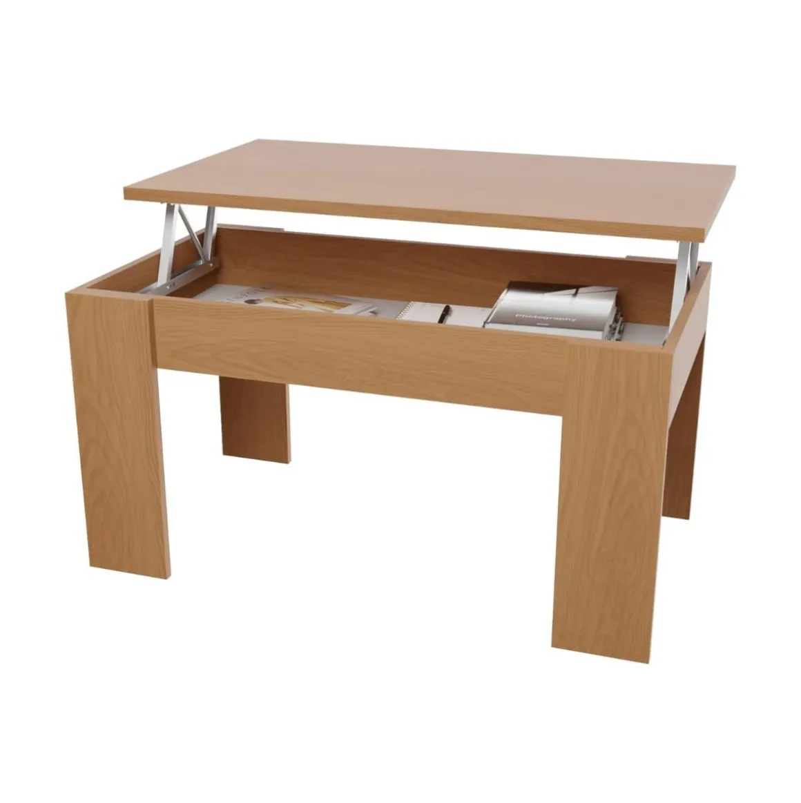 Mesa de centro elevable Dalia con almacenaje 51-63x105x55 cm