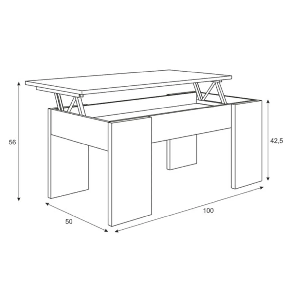 Mesa de centro elevable Flow 45-57x100x50 cm