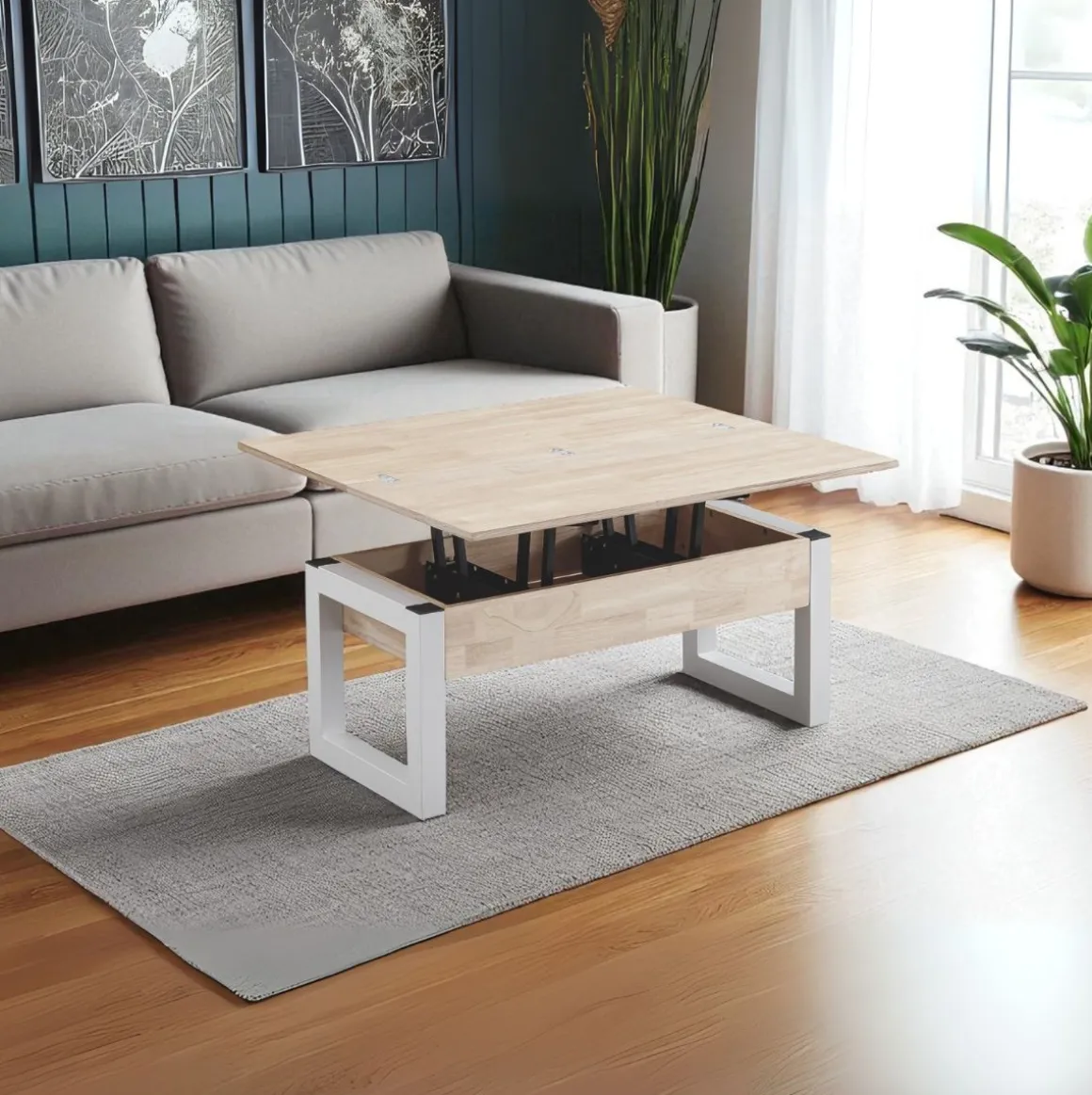 Mesa de centro elevable Loft Advance diseño extensible 47,5x120x60-120 cm