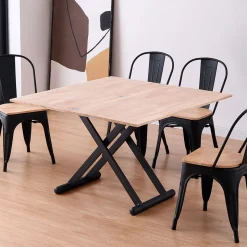 Mesa de centro elevable Natural convertible en mesa de comedor 49x110x57 cm