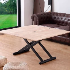 Mesa de centro elevable Natural convertible en mesa de comedor 49x110x57 cm