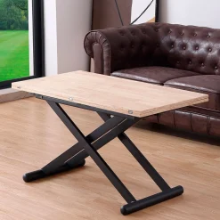 Mesa de centro elevable Natural convertible en mesa de comedor 49x110x57 cm
