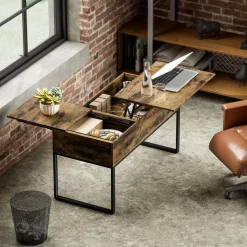 Mesa de centro elevable Nerja Homcom deslizante marrón 54x100x45 cm