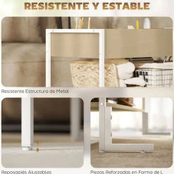 Mesa de centro elevable Virgo Homcom con estante natural/blanco 59x95x40 cm