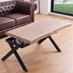 Mesa de centro elevable Xena tapa irregular 47-62x120x60-66 cm