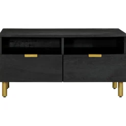 Mesa de centro Espino 2 cajones + 2 compartimentos negro 40x80x54 cm