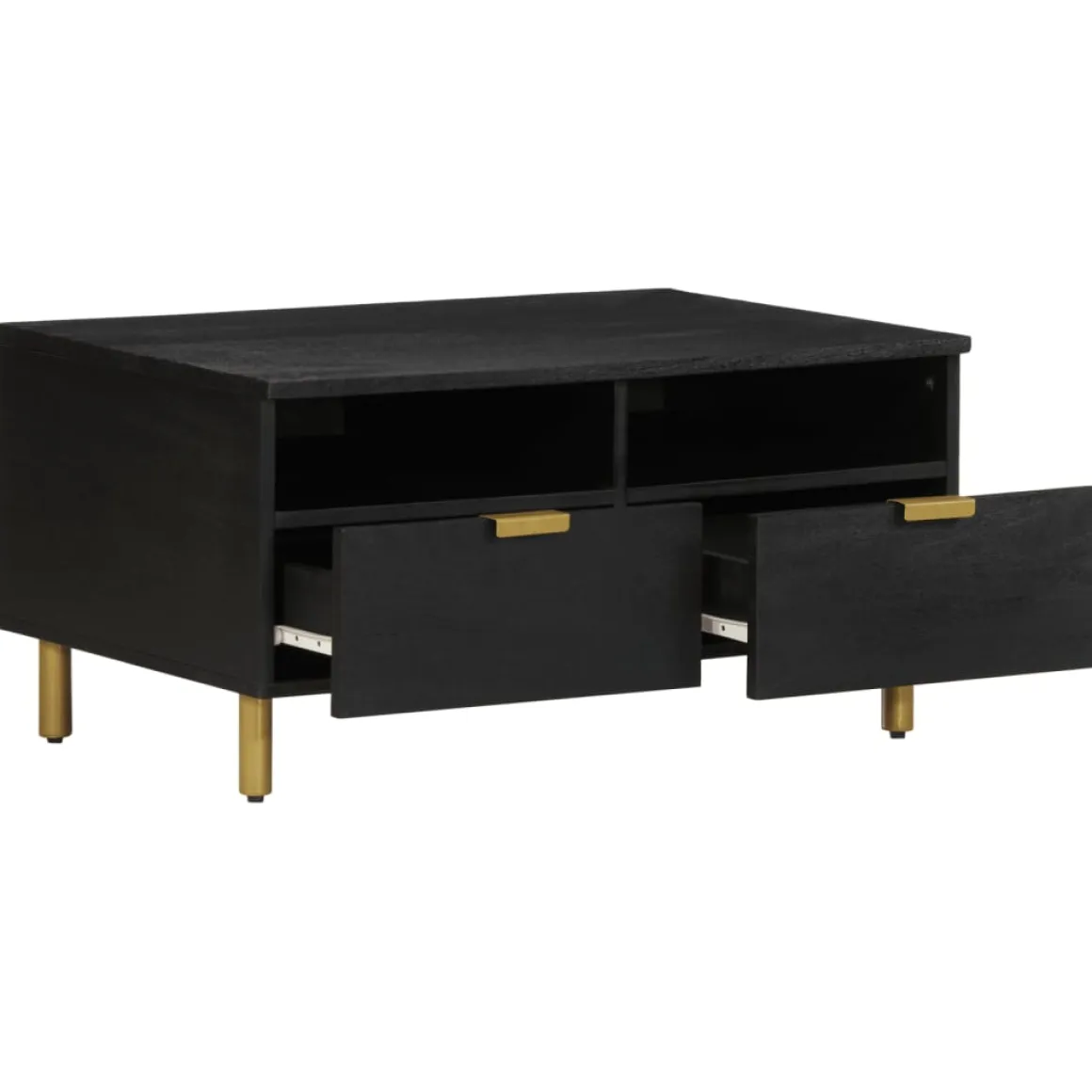 Mesa de centro Espino 2 cajones + 2 compartimentos negro 40x80x54 cm