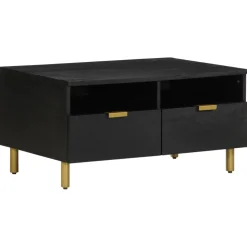 Mesa de centro Espino 2 cajones + 2 compartimentos negro 40x80x54 cm