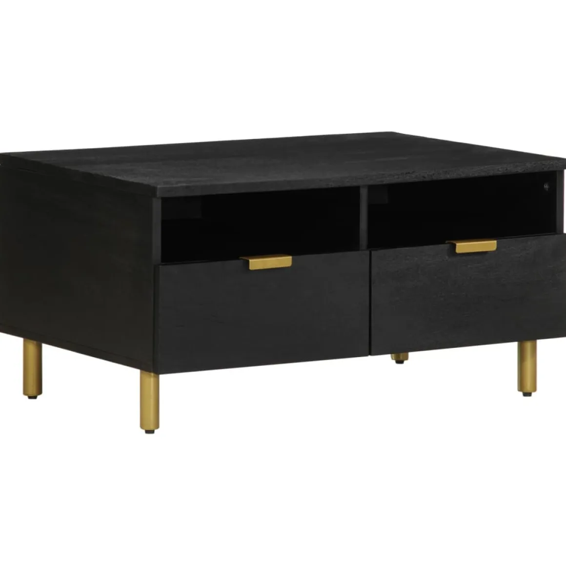 Mesa de centro Espino 2 cajones + 2 compartimentos negro 40x80x54 cm
