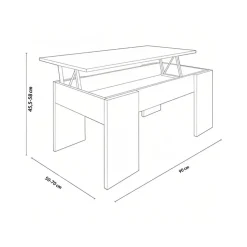 Mesa de centro Gala elevable - hueco de almacenaje
