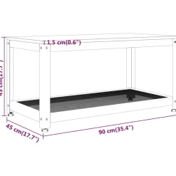 Mesa de centro Gobun con estante inferior 45x90x45 cm