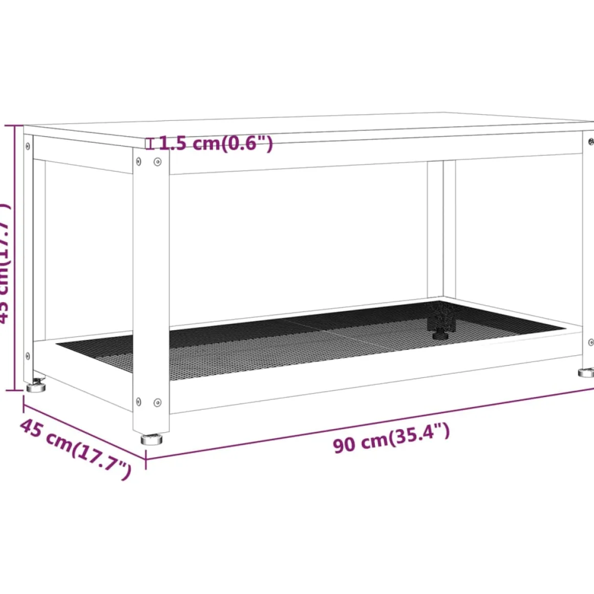 Mesa de centro Gobun con estante inferior 45x90x45 cm