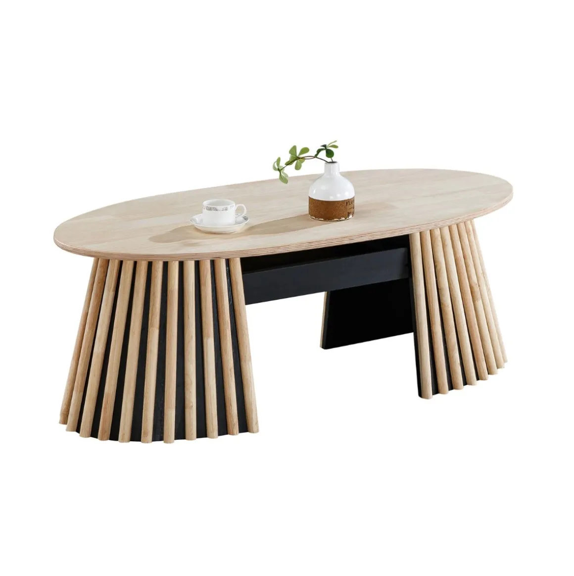 Mesa de centro Grove ovalada elevable nordish 45,5-60,5x120x60 cm