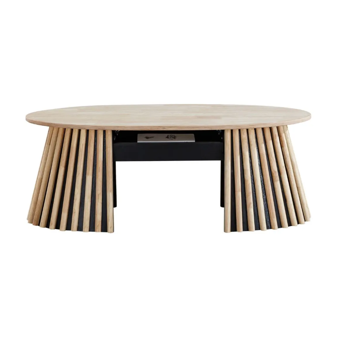 Mesa de centro Grove ovalada elevable nordish 45,5-60,5x120x60 cm