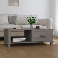 Mesa de centro Hamar cajón + compartimento madera 35x100x55 cm