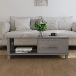 Mesa de centro Hamar cajón + compartimento madera 35x100x55 cm