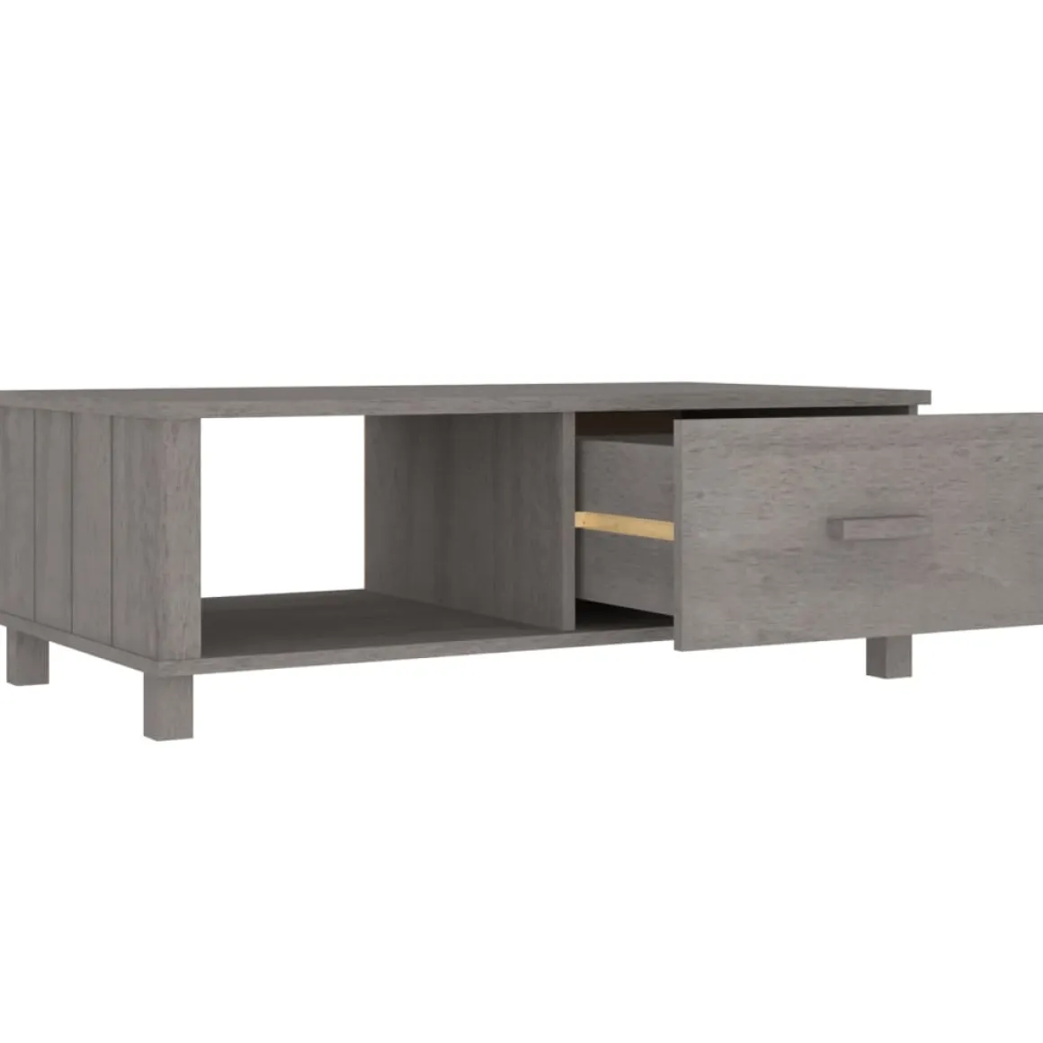 Mesa de centro Hamar cajón + compartimento madera 35x100x55 cm