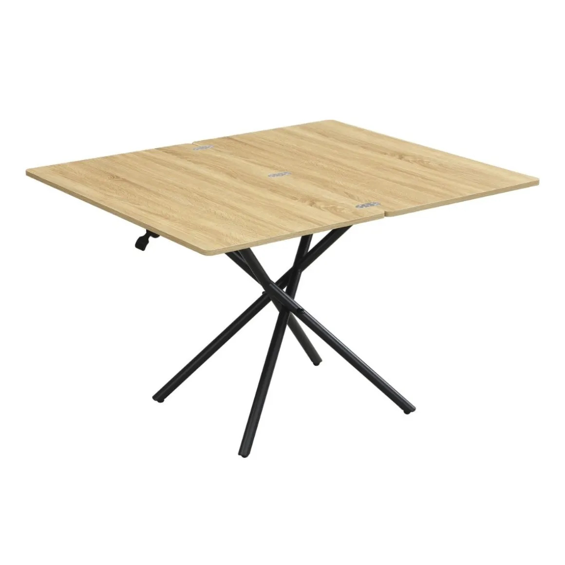 Mesa de centro Katy diseño elevable y extensible negro/natural 38-76,5x57-114 x100 cm