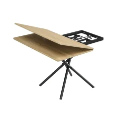 Mesa de centro Katy diseño elevable y extensible negro/natural 38-76,5x57-114 x100 cm