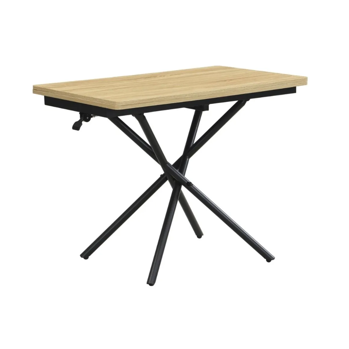 Mesa de centro Katy diseño elevable y extensible negro/natural 38-76,5x57-114 x100 cm