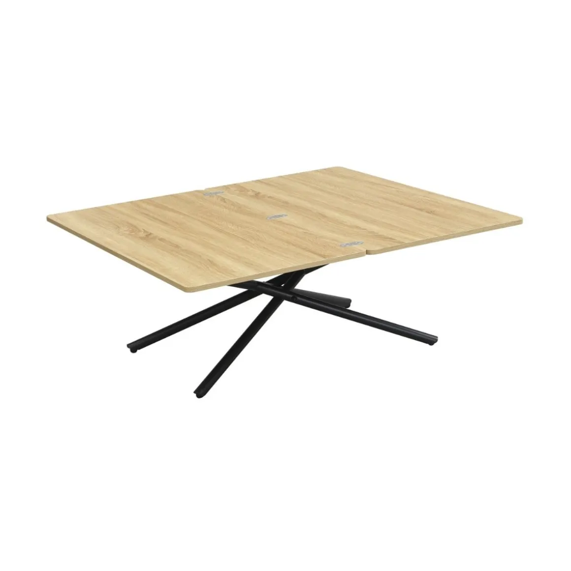 Mesa de centro Katy diseño elevable y extensible negro/natural 38-76,5x57-114 x100 cm