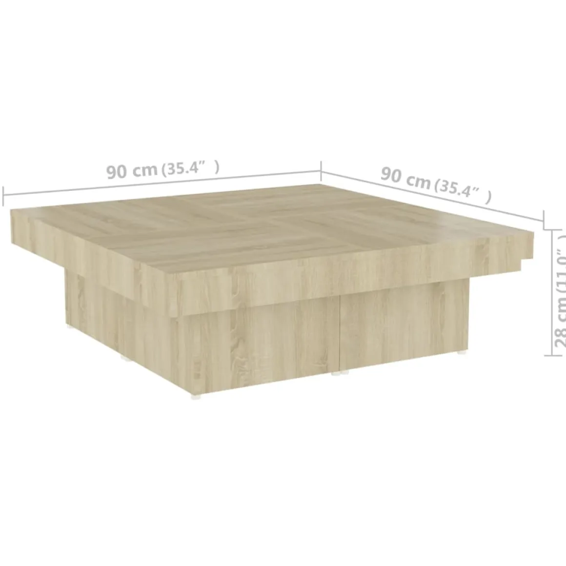 Mesa de centro Kiwi diseño divisible 28x90x90 cm