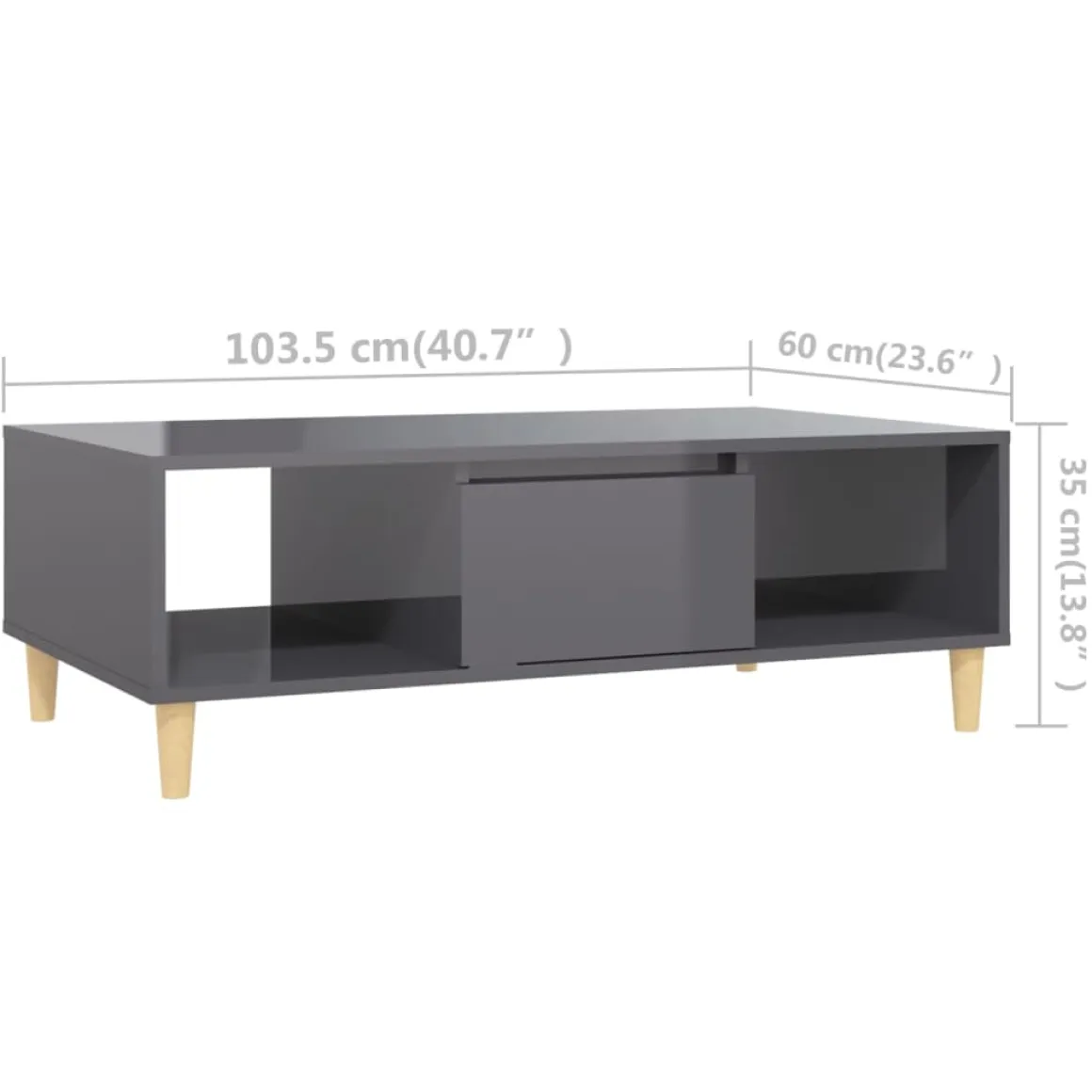 Mesa de centro Körn 2 huecos + 1 puerta 35x103,5x60 cm