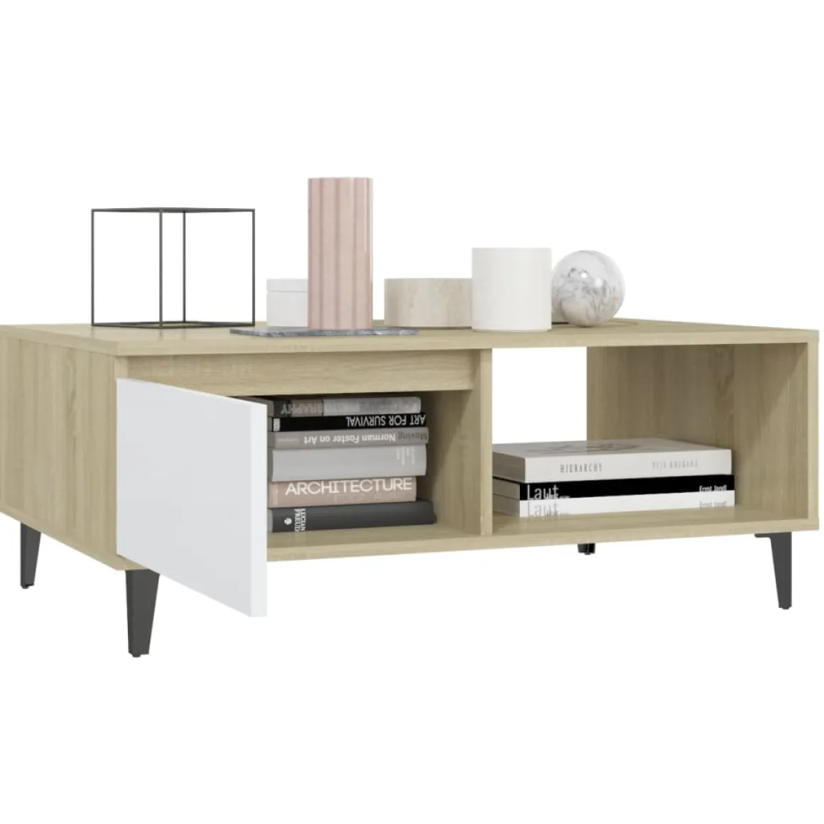 Mesa de centro Lena 1 puerta + 1 compartimento 35x90x60 cm
