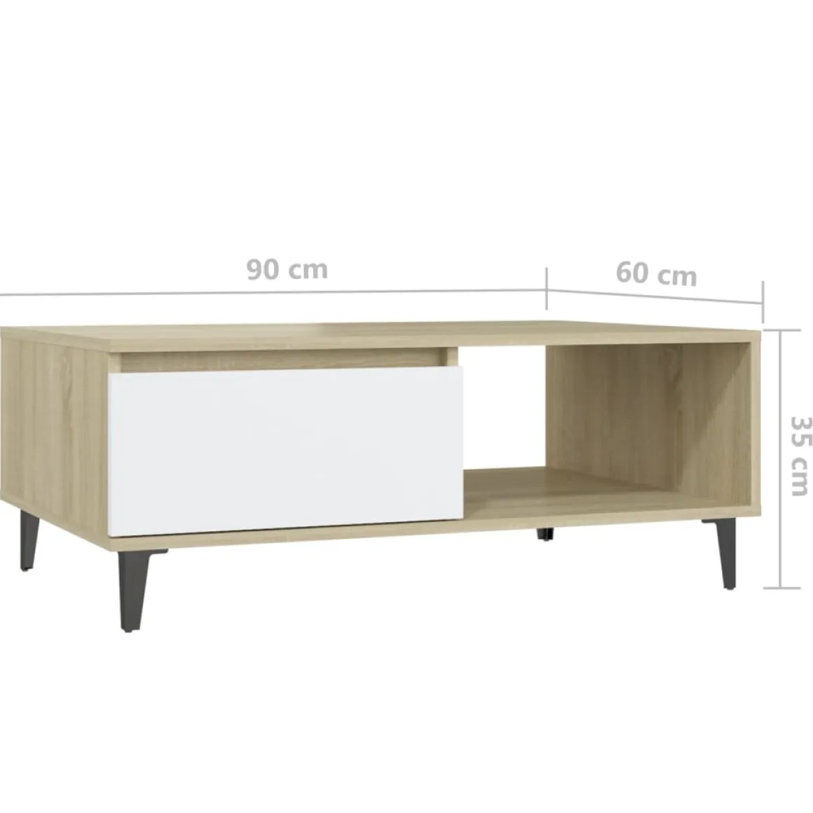 Mesa de centro Lena 1 puerta + 1 compartimento 35x90x60 cm