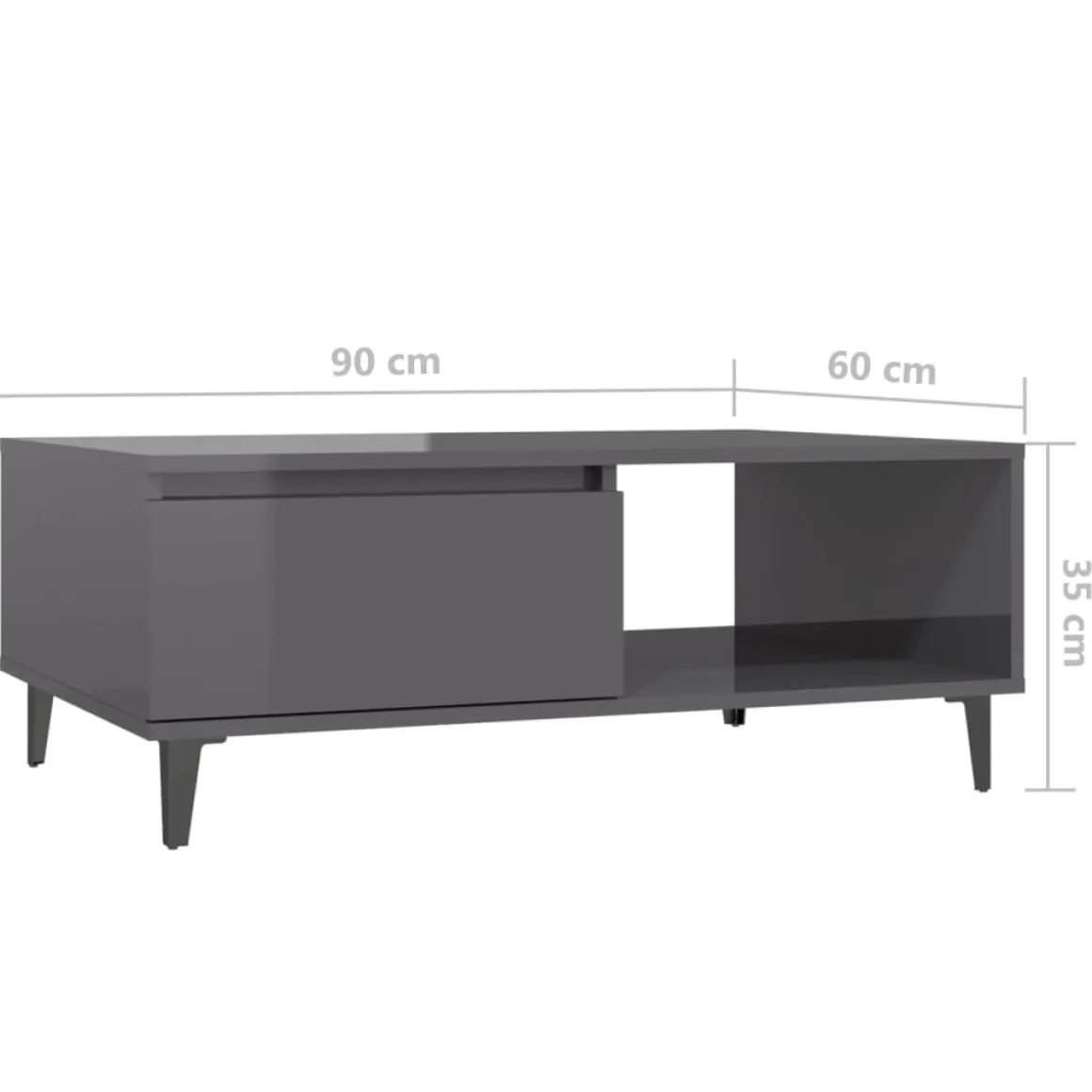 Mesa de centro Lena 1 puerta + 1 compartimento 35x90x60 cm