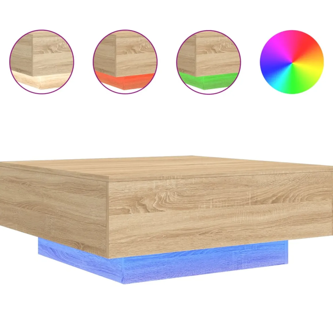Mesa de centro Limm con luces LED 31x80x80 cm