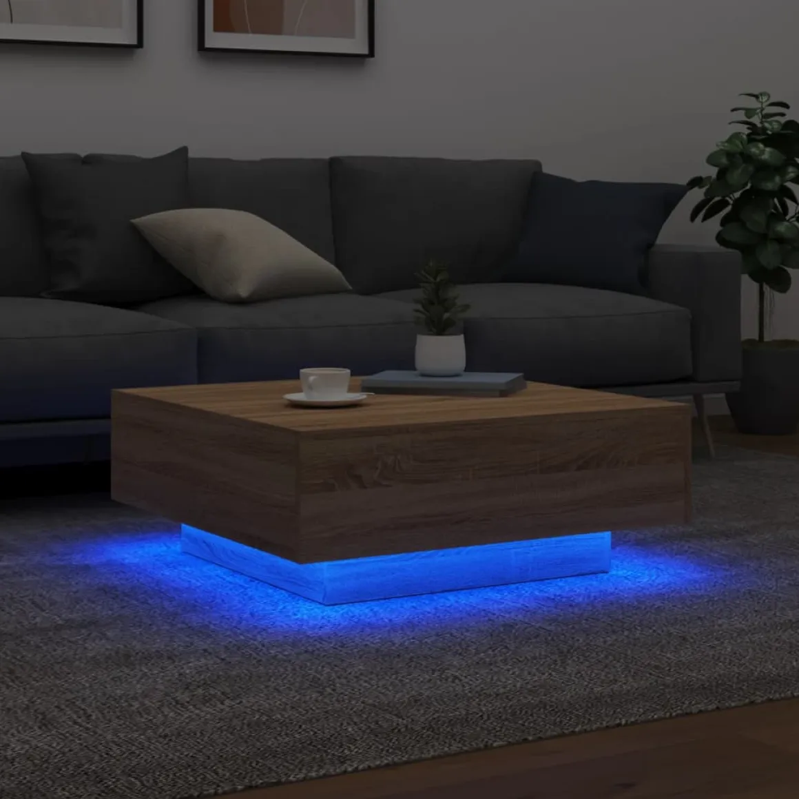 Mesa de centro Limm con luces LED 31x80x80 cm