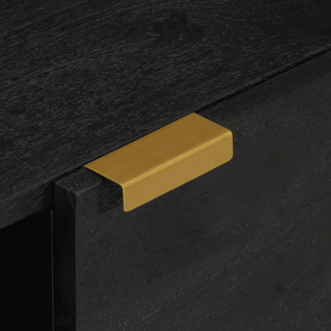 Mesa de centro Lope 2 armarios + compartimento negro 40x100x54 cm