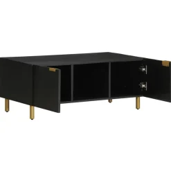 Mesa de centro Lope 2 armarios + compartimento negro 40x100x54 cm