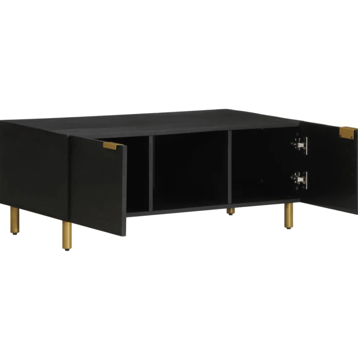Mesa de centro Lope 2 armarios + compartimento negro 40x100x54 cm