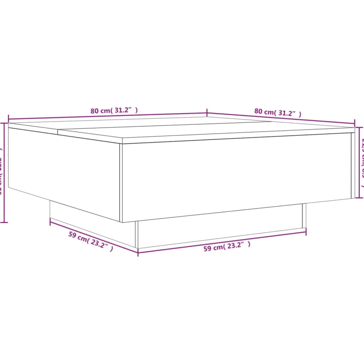 Mesa de centro Lorca 31x80x80 cm