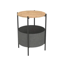 Mesa de centro Ludia compartimento almacenaje gris/natural Ø43x60 cm