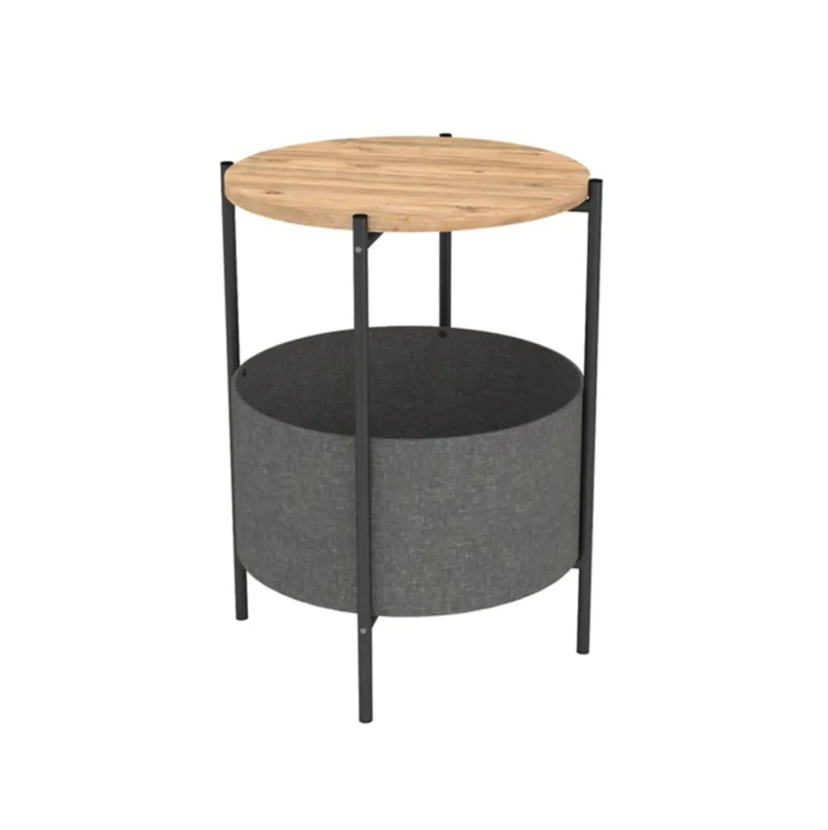 Mesa de centro Ludia compartimento almacenaje gris/natural Ø43x60 cm