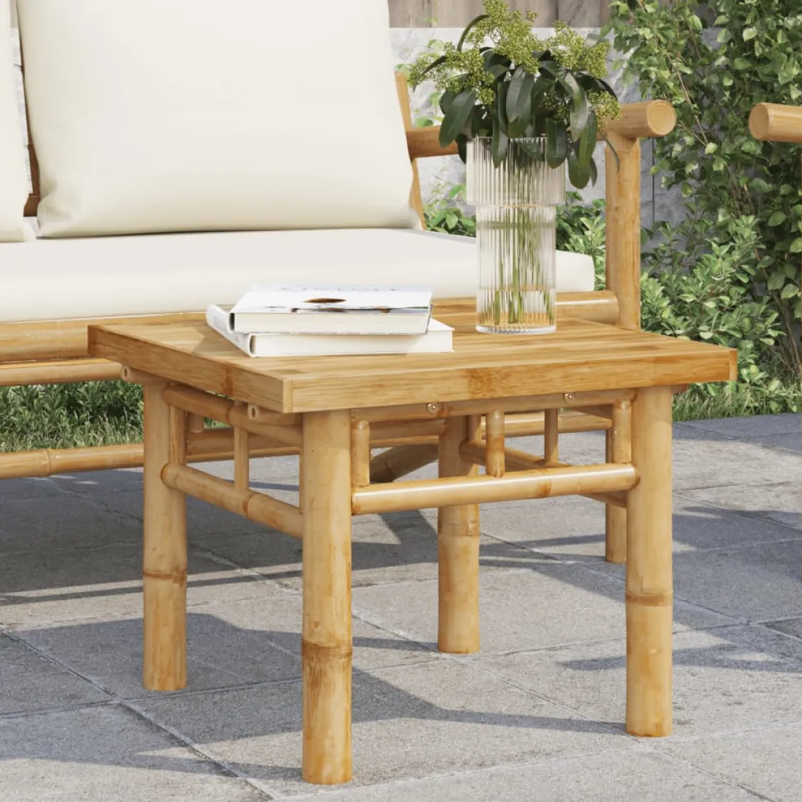 Mesa de centro Mango para exterior bambú 35x45x45 cm