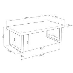 Mesa de centro Natural diseño nórdico 43,5x120x60 cm