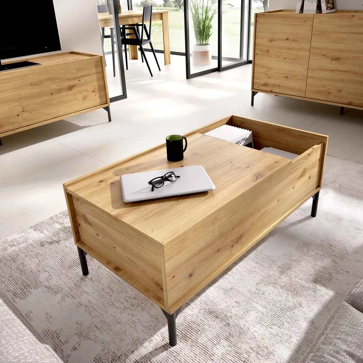 Mesa de centro Ness diseño elevable 41x99x60 cm