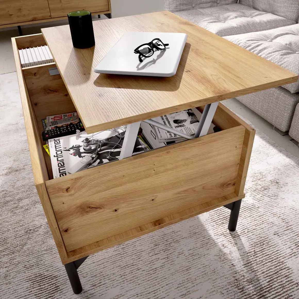 Mesa de centro Ness diseño elevable 41x99x60 cm