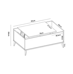 Mesa de centro Ness diseño elevable 41x99x60 cm