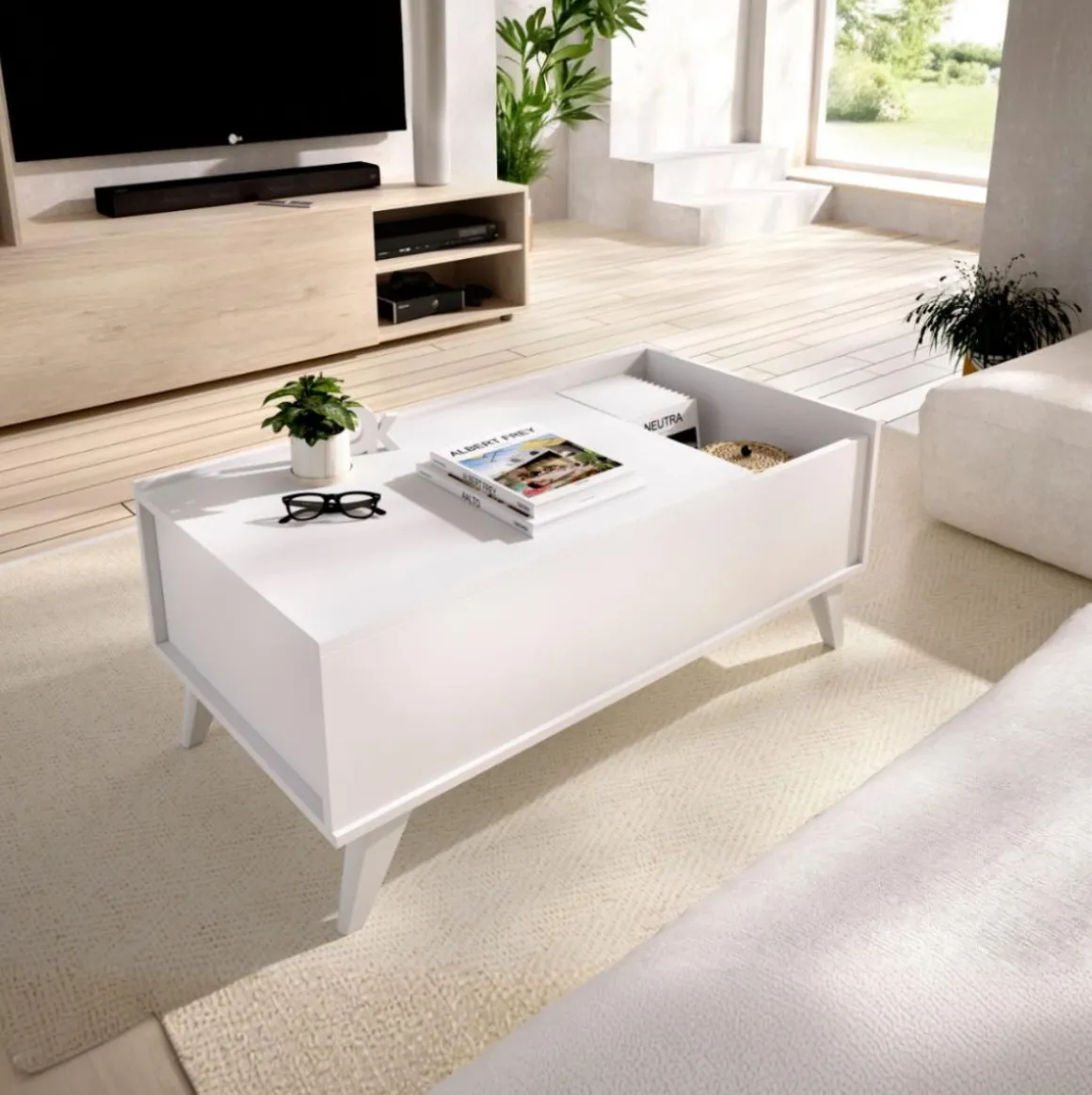 Mesa de centro Ness diseño elevable 41x99x60 cm
