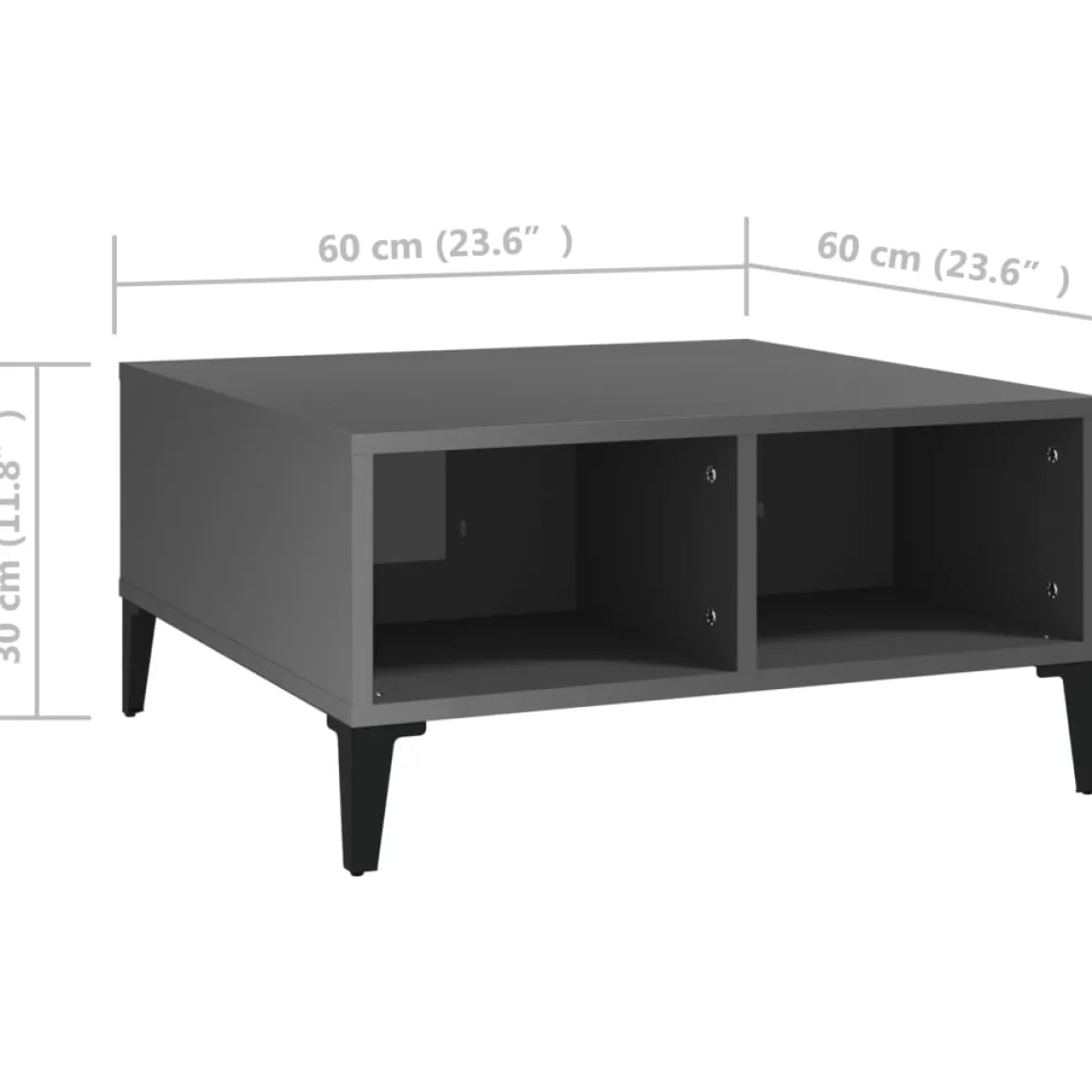 Mesa de centro Okio 2 compartimentos abiertos 30x60x60 cm