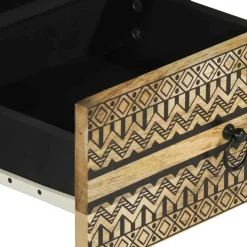 Mesa de centro Otomíe 2 cajones + 2 compartimentos negro/natural 40x80x54 cm