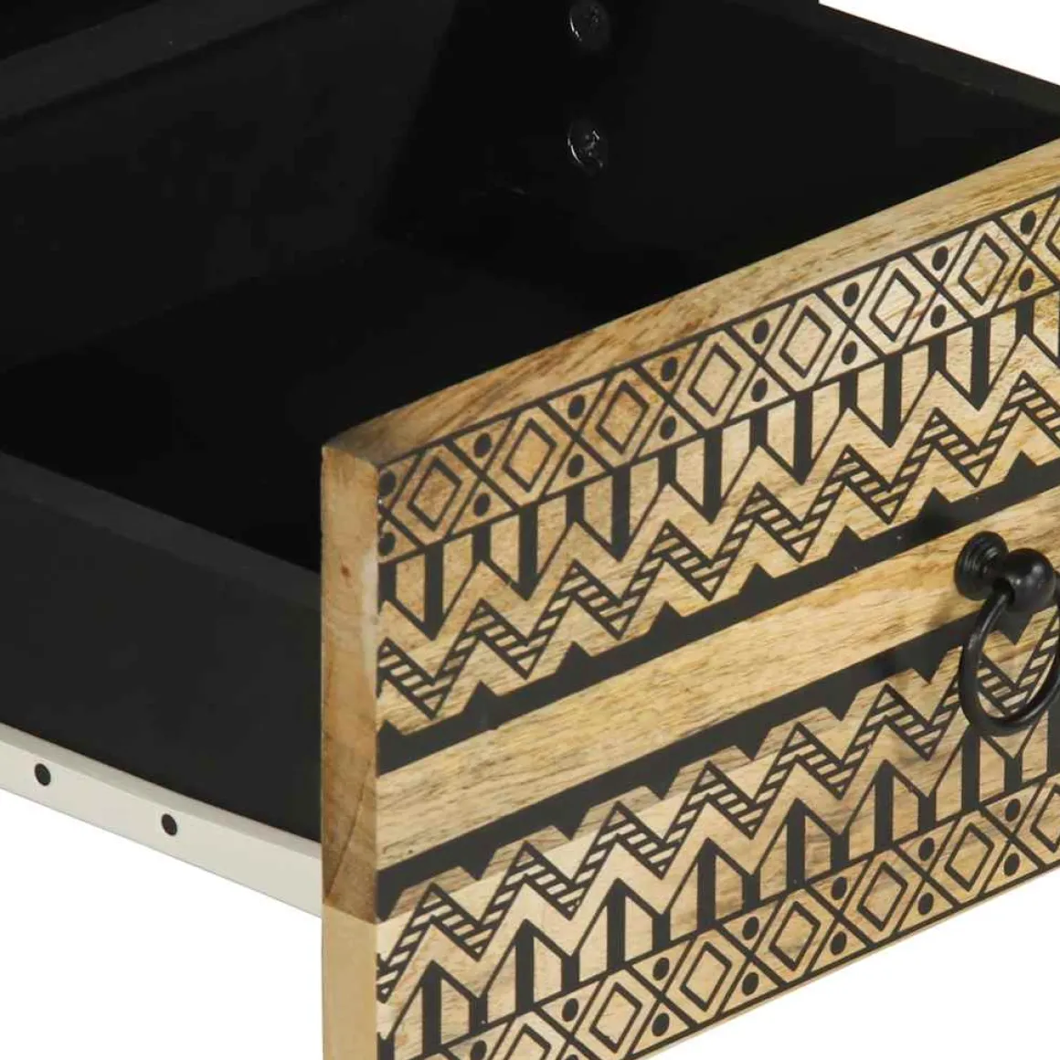 Mesa de centro Otomíe 2 cajones + 2 compartimentos negro/natural 40x80x54 cm