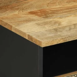 Mesa de centro Otomíe 2 cajones + 2 compartimentos negro/natural 40x80x54 cm