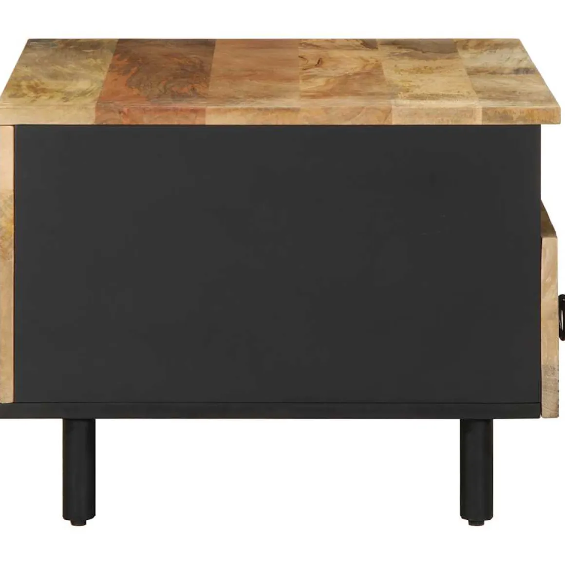 Mesa de centro Otomíe 2 cajones + 2 compartimentos negro/natural 40x80x54 cm